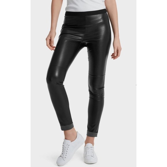 Marc Cain Artificial Leather High Rise Slim Skinny Trouser Pants Leggings Sexy 8 - Picture 1 of 16